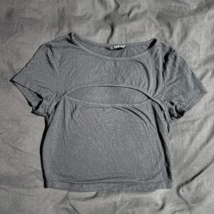 SHEIN Black Cut Out Crop Top